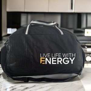 Gemline Sequel Sport Bag in Black with LIVE LIFE WITH ENERGY Graphics